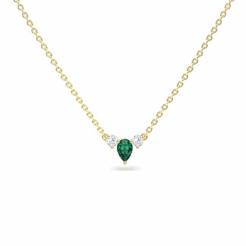 Emerald & Diamond Three-Stone Necklace - Jina