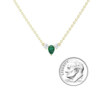 Emerald & Diamond Three-Stone Necklace - Jina