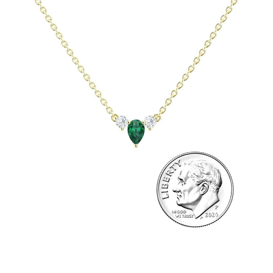 Emerald & Diamond Three-Stone Necklace - Jina
