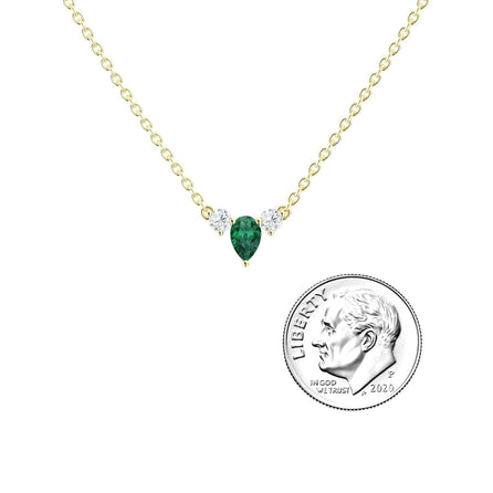 Emerald & Diamond Three-Stone Necklace - Jina