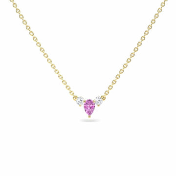 Pink Sapphire & Diamond Three-Stone Necklace - Jina