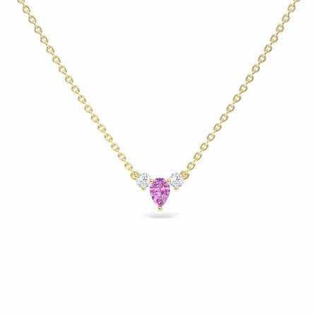 Pink Sapphire & Diamond Three-Stone Necklace - Jina