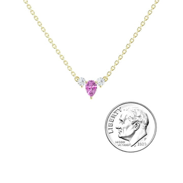 Pink Sapphire & Diamond Three-Stone Necklace - Jina