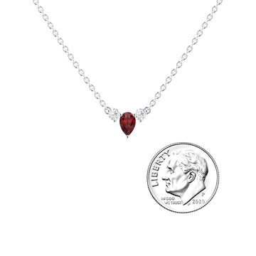 Ruby & Diamond Three-Stone Necklace - Jina