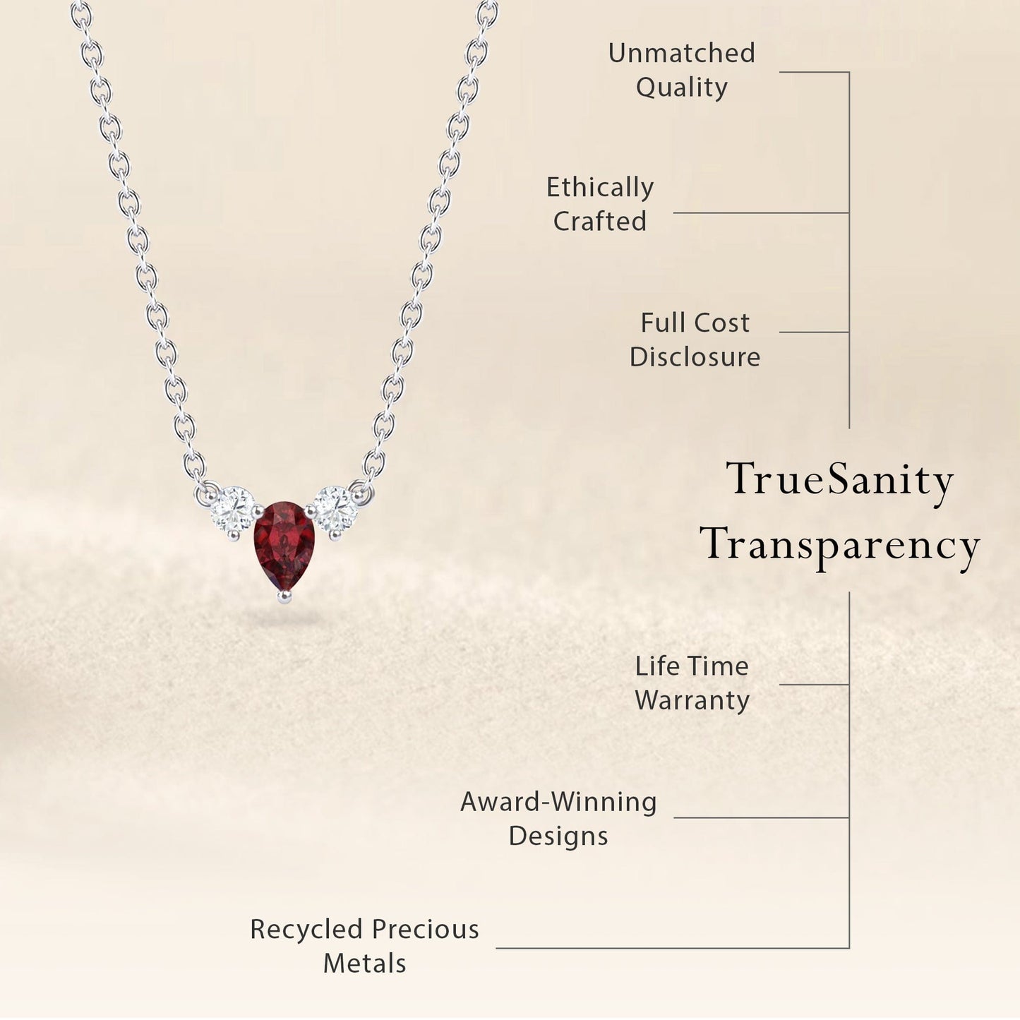 Ruby & Diamond Three-Stone Necklace - Jina