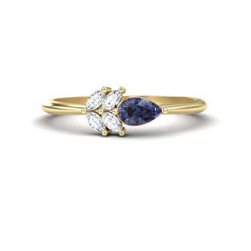 Lab Grown Alexandrite & Diamond Fancy Ring - Julia
