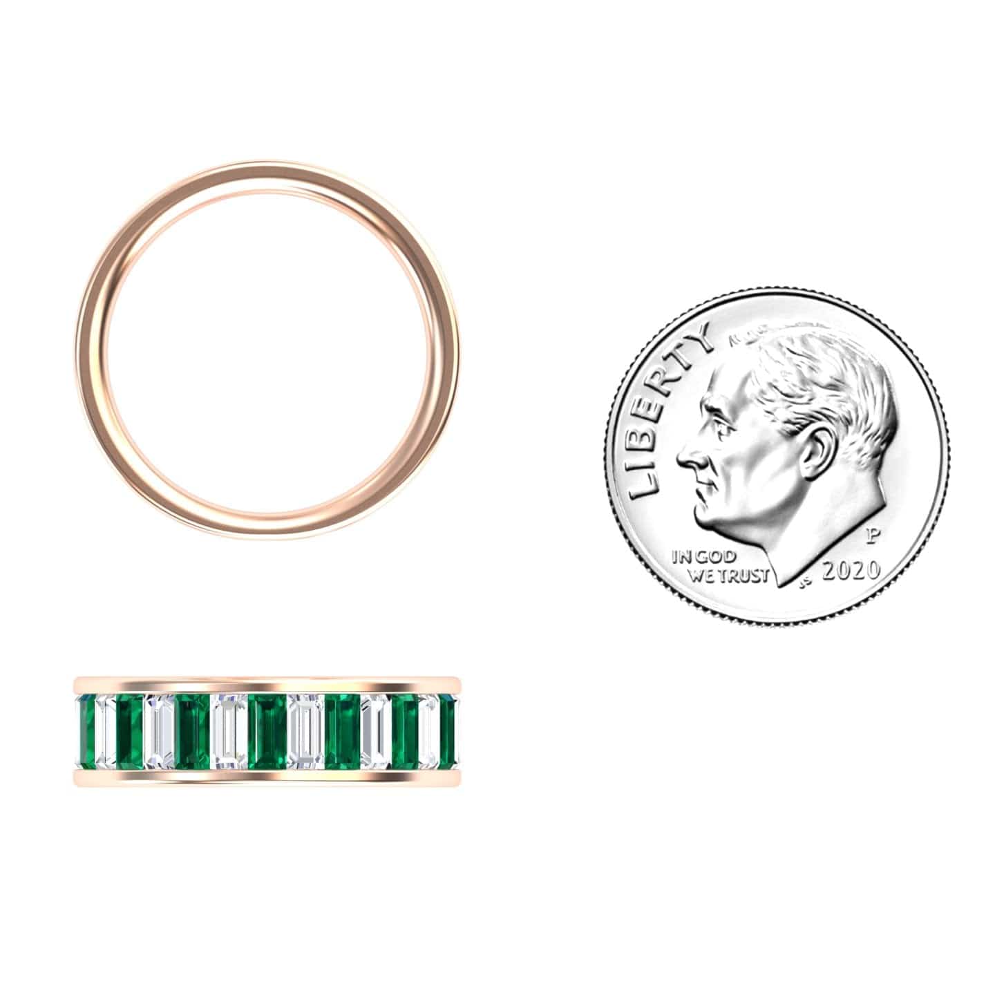 Emerald & Diamond Channel-Set Eternity Band - Kyra