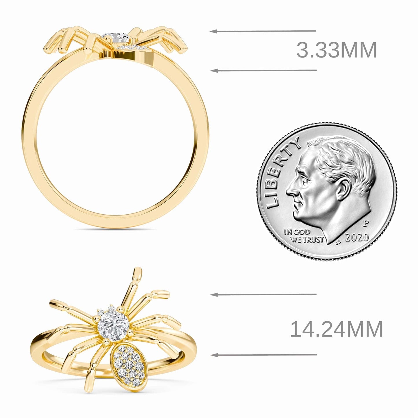 White Diamond Spider Statement Ring - Ainsley