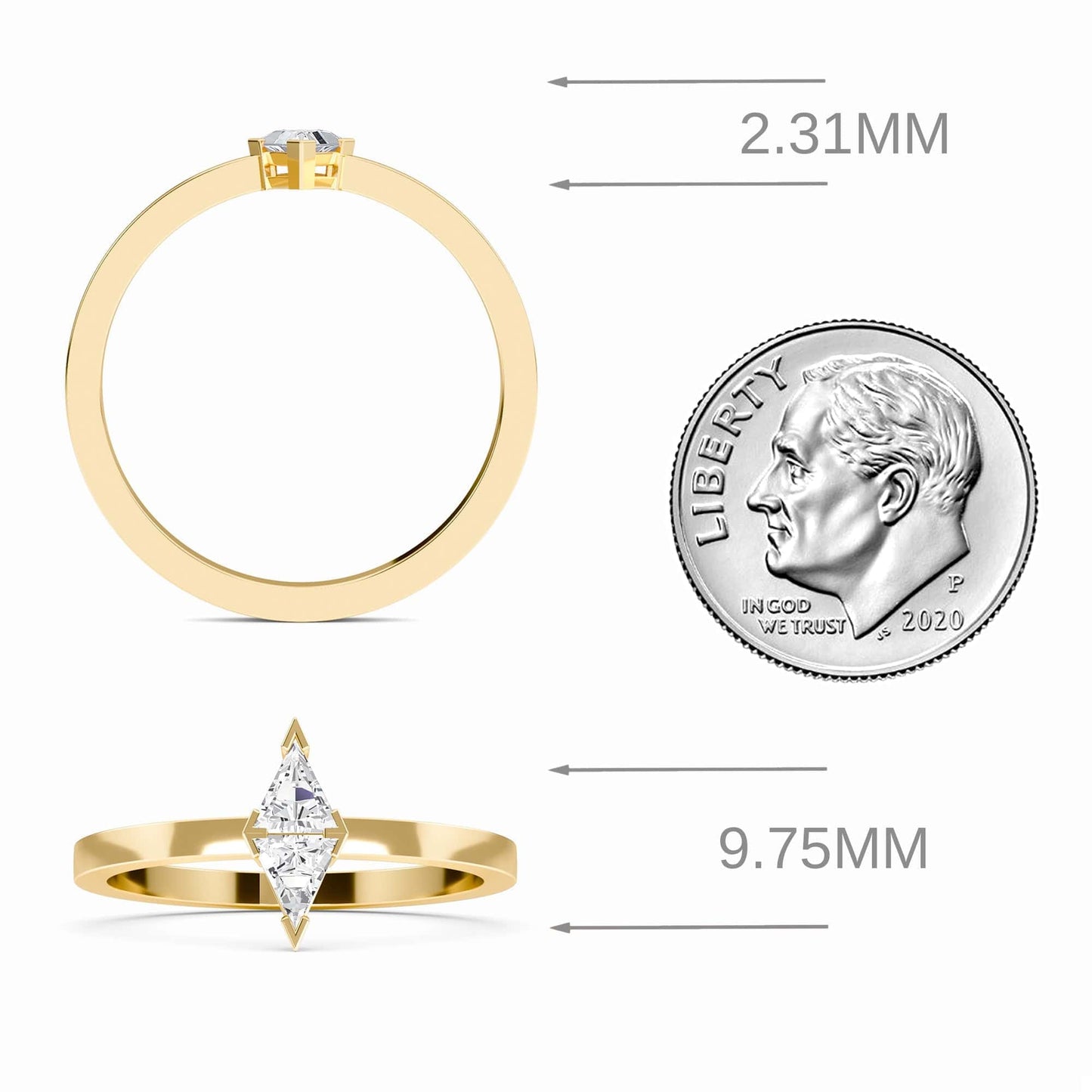 White Diamond Triangle Statement Ring - Shalini