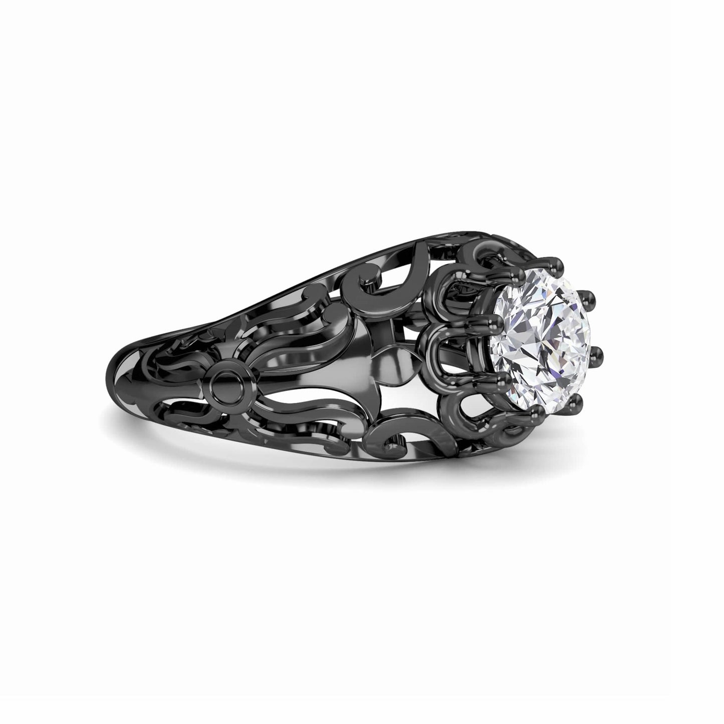 White Diamond Men's Filigree Ring - Hadley