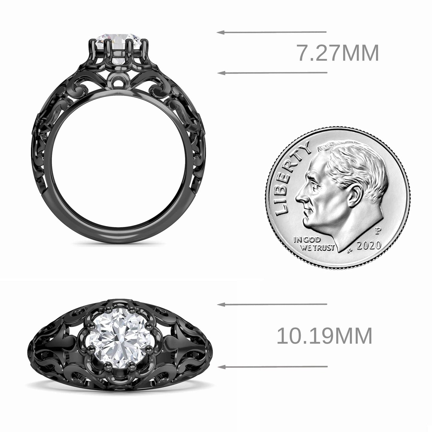 White Diamond Men's Filigree Ring - Hadley