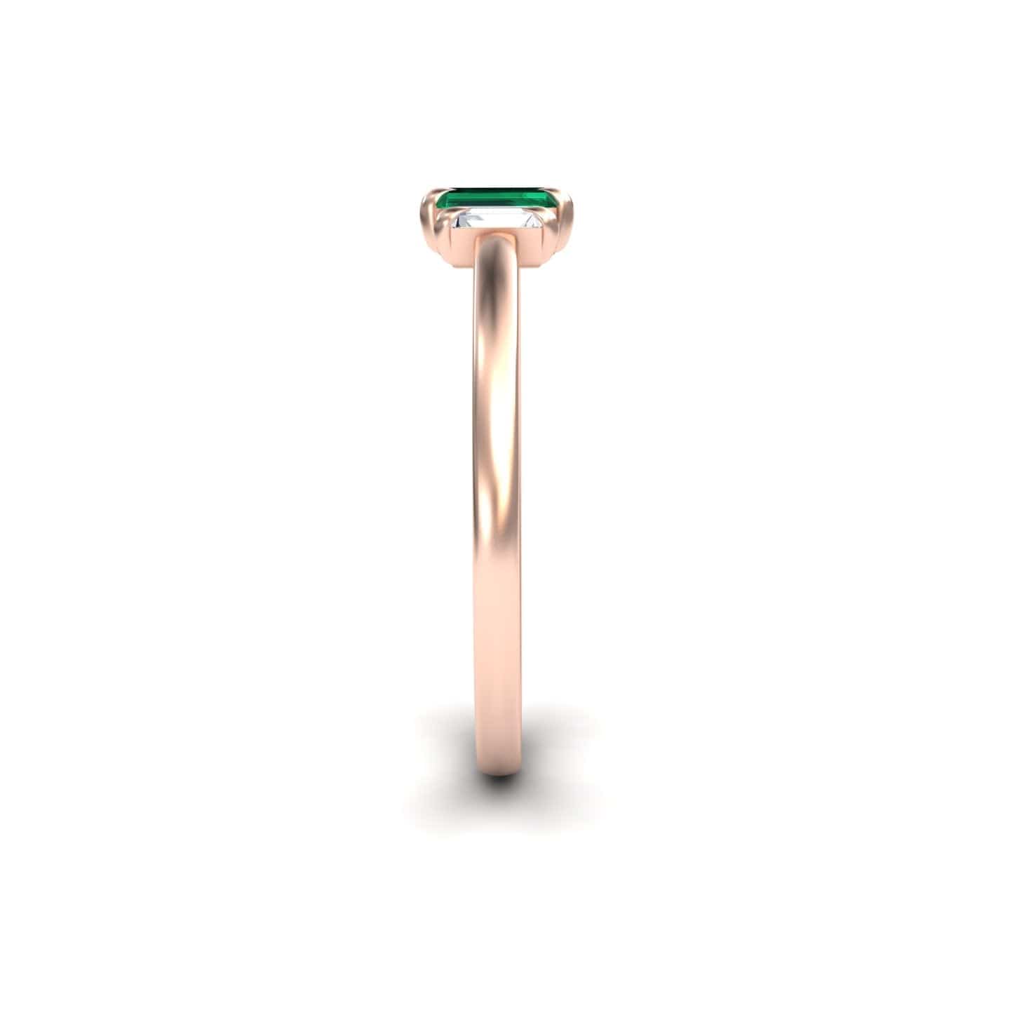 Emerald & Diamond Three Stone Ring - Marina