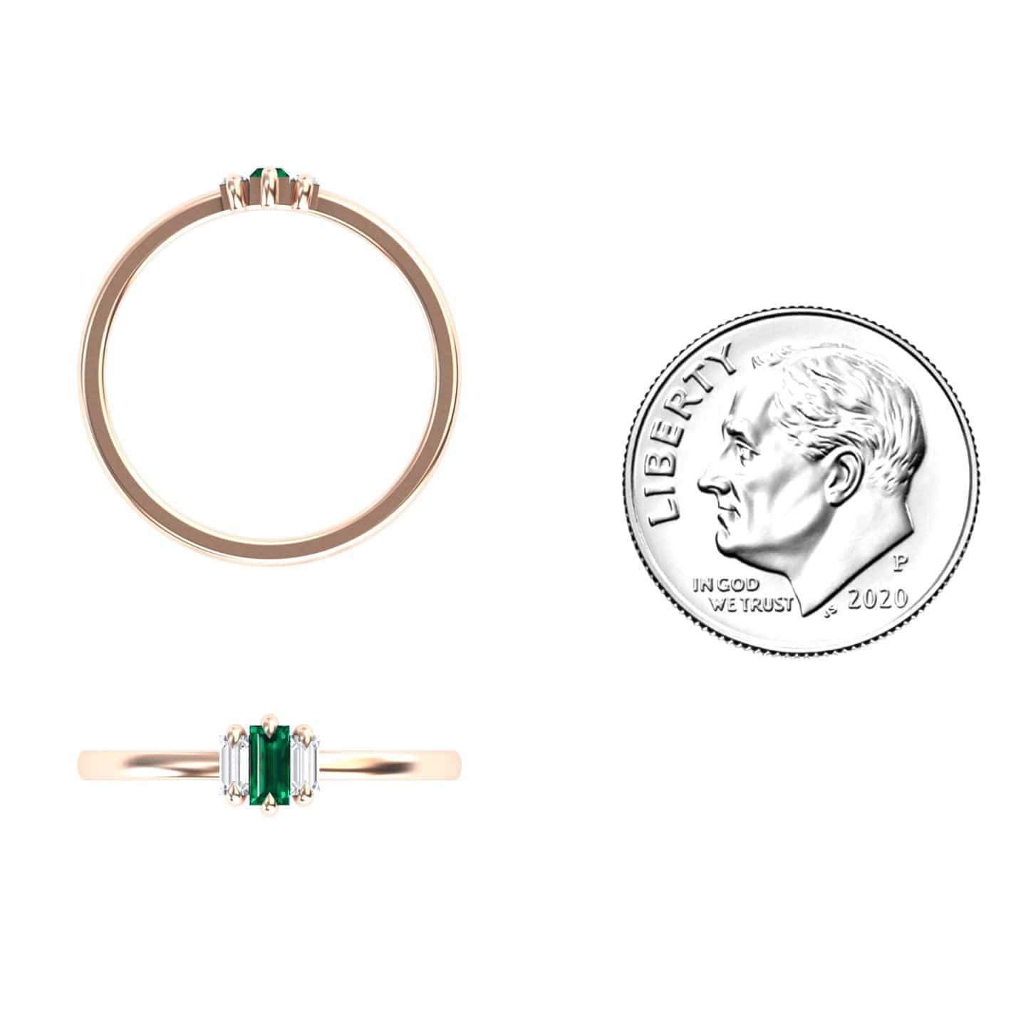 Emerald & Diamond Three Stone Ring - Marina