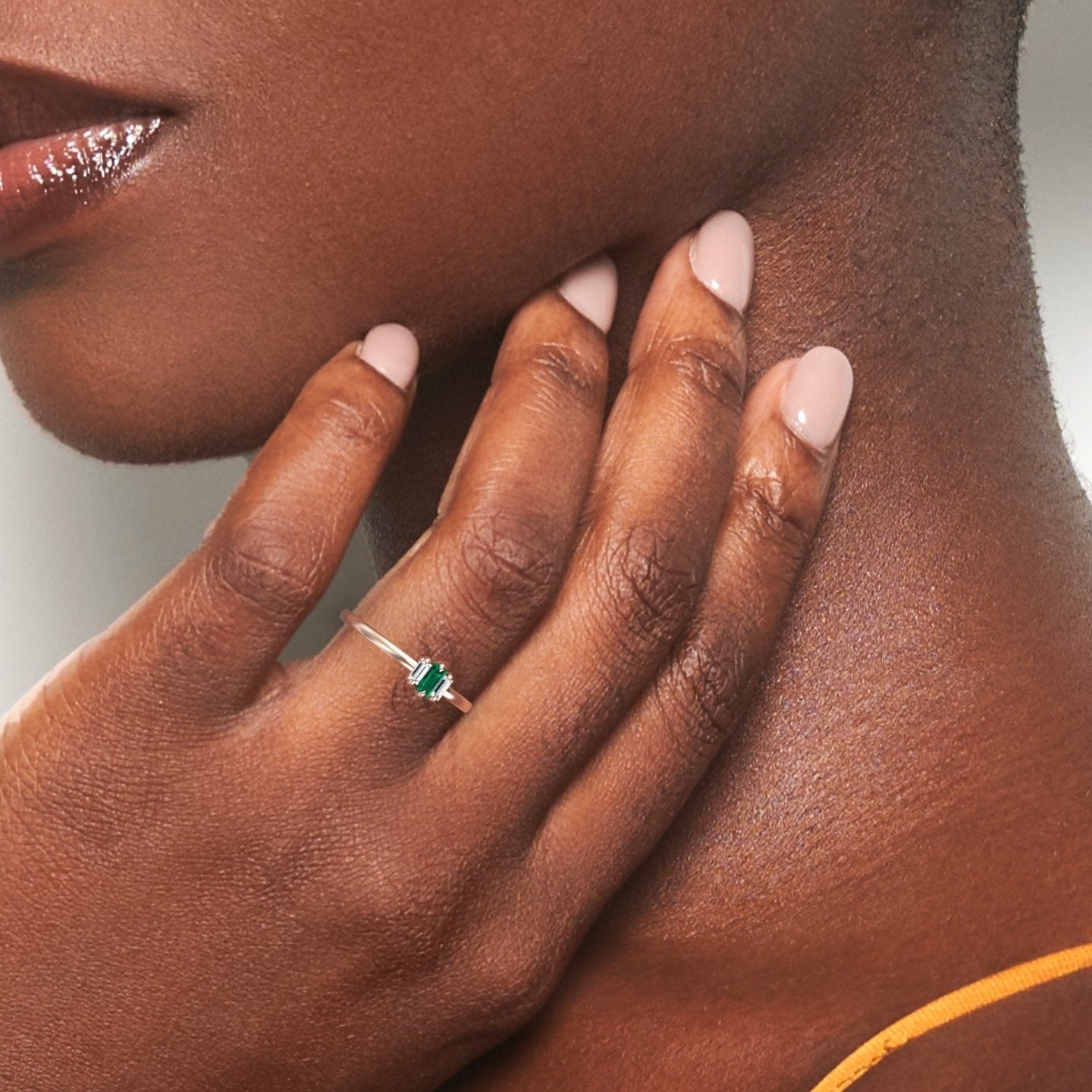 Emerald & Diamond Three Stone Ring - Marina