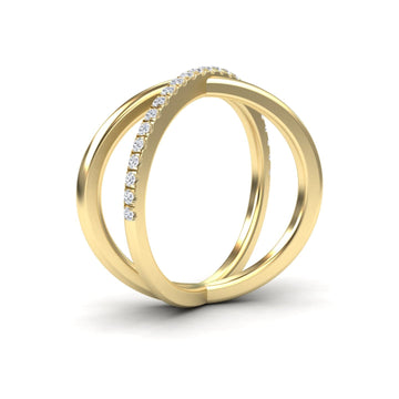 White Diamond Criss-Cross Pave Band Ring - Trisha