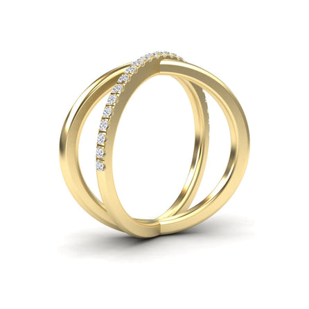 White Diamond Criss-Cross Pave Band Ring - Trisha