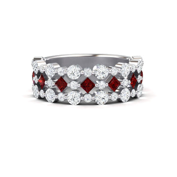 Ruby & Diamond Lace Band Ring - Victoria