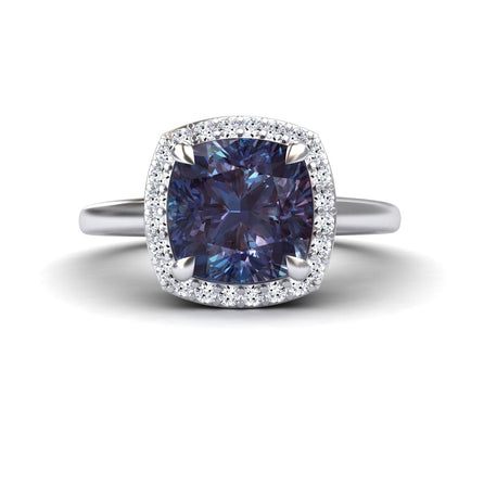 Lab Grown Alexandrite & Diamond Halo Ring - Ziva
