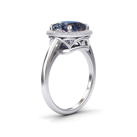 Lab Grown Alexandrite & Diamond Halo Ring - Ziva