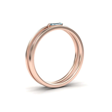 Aquamarine Minimalist Double Band Ring - Alia