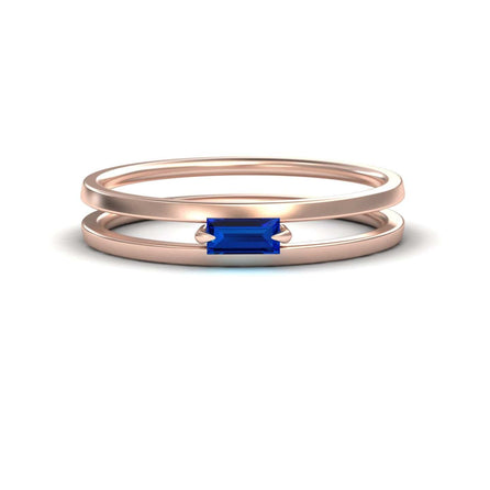 Blue Sapphire Minimalist Double Band Ring - Alia