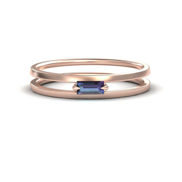 Lab Grown Alexandrite Minimalist Double Band Ring - Alia