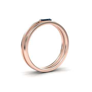London Blue Topaz Minimalist Double Band Ring - Alia