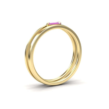 Pink Sapphire Minimalist Double Band Ring - Alia
