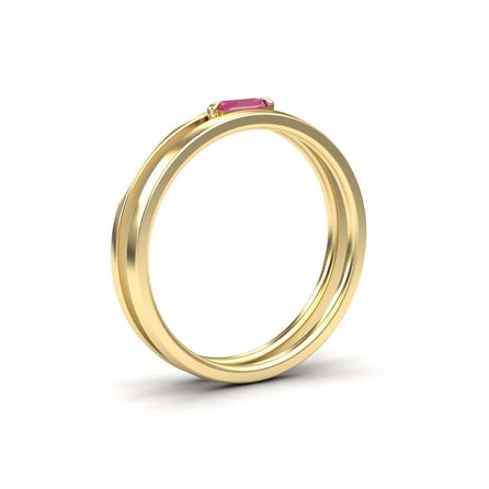 Pink Tourmaline Minimalist Double Band Ring - Alia