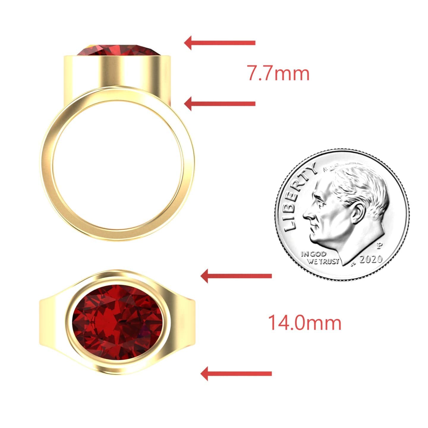 Lab Grown Ruby Bezel Set Solitaire Ring - Ada