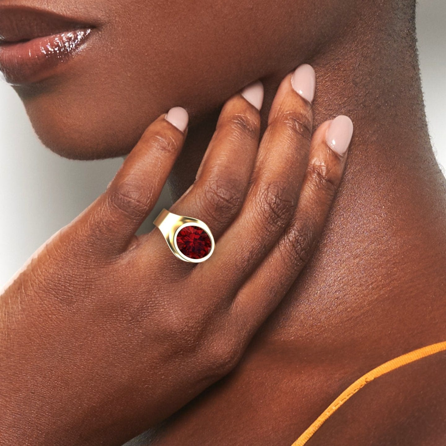 Lab Grown Ruby Bezel Set Solitaire Ring - Ada