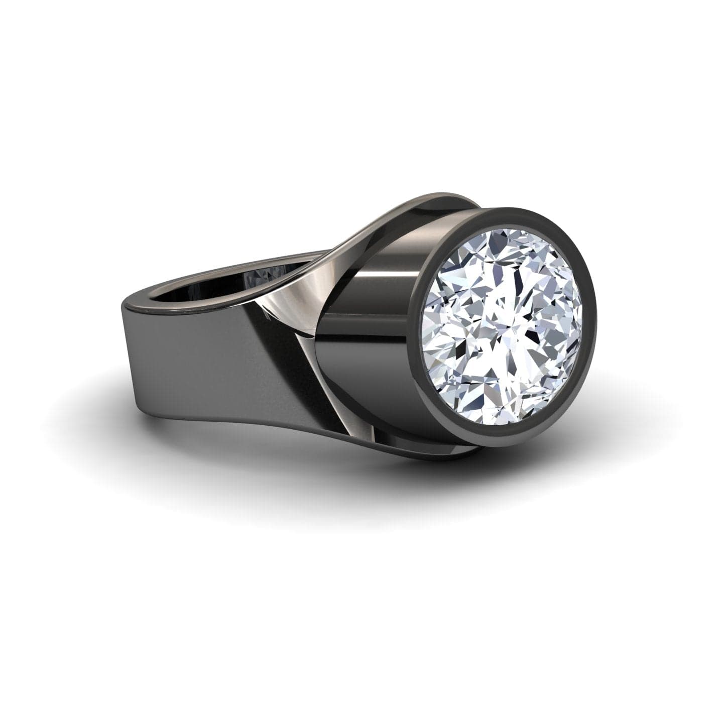 Lab Grown White Diamond Bezel Set Solitaire Ring - Ada