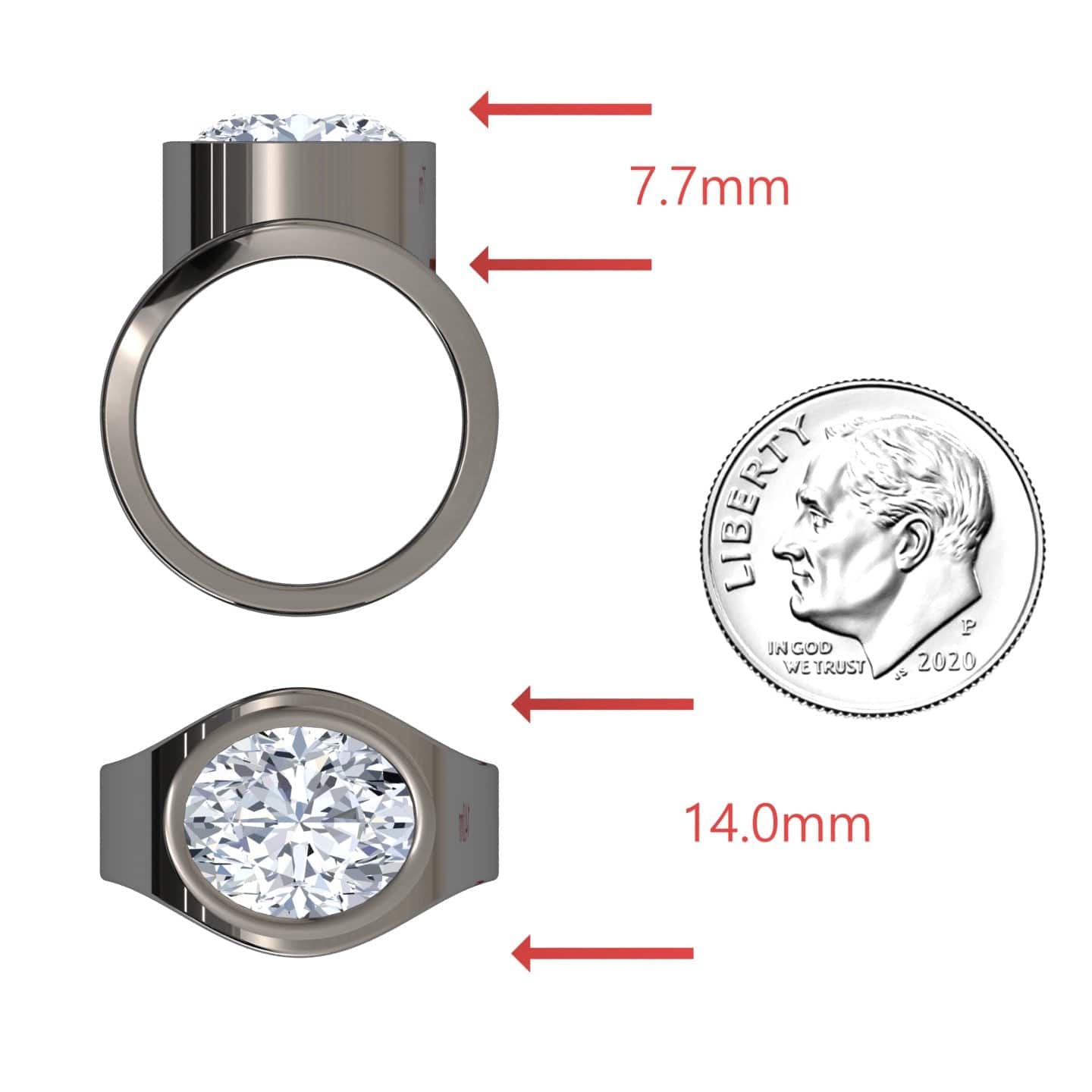 Lab Grown White Diamond Bezel Set Solitaire Ring - Ada