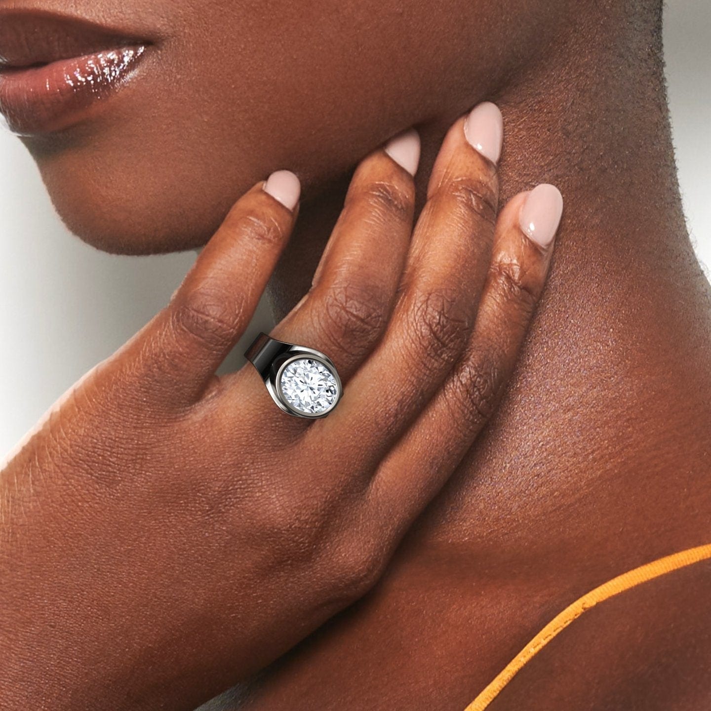 Lab Grown White Diamond Bezel Set Solitaire Ring - Ada