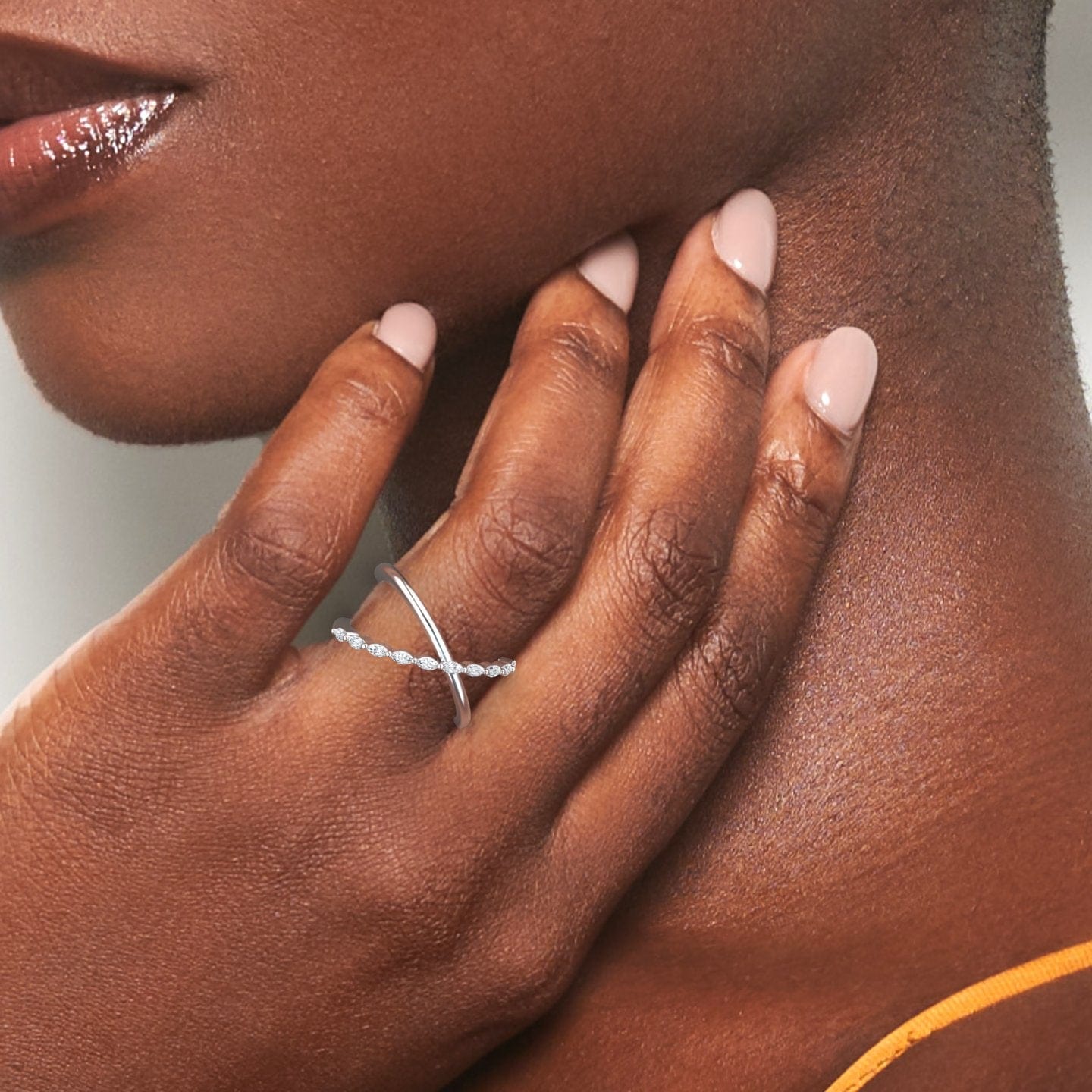 White Diamond Crossover Ring - Gracie