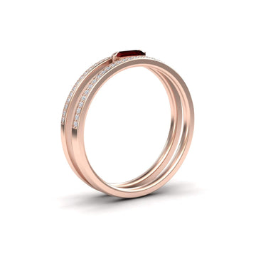Garnet & Diamond Double Band - Bianca
