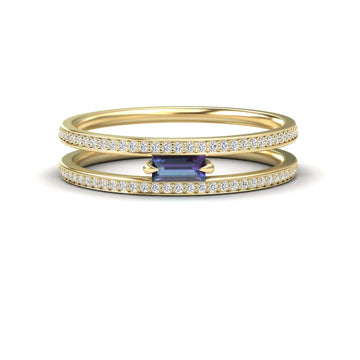 Lab Grown Alexandrite & Diamond Double Band - Bianca
