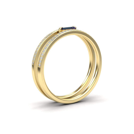 Lab Grown Alexandrite & Diamond Double Band - Bianca