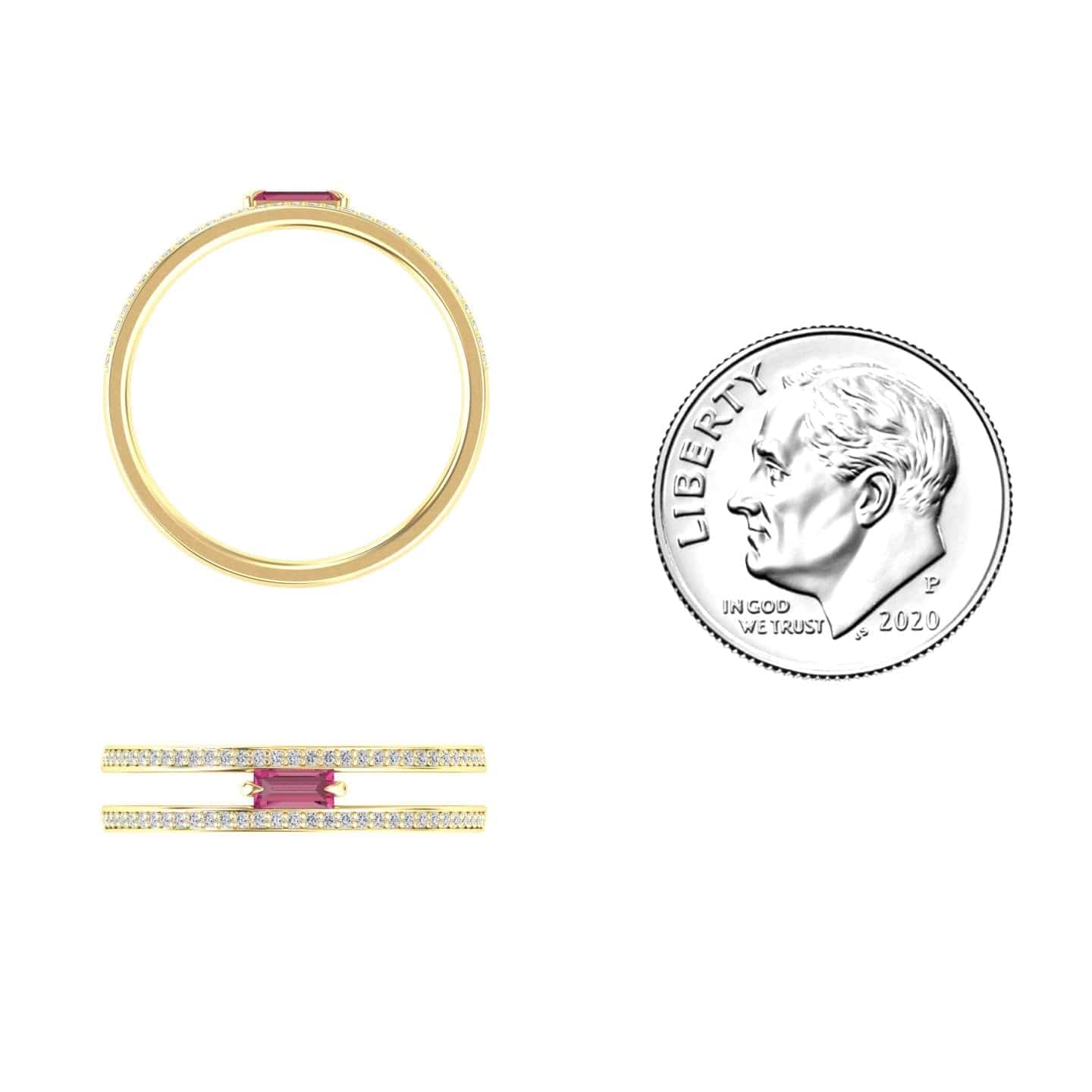 Pink Tourmaline & Diamond Double Band - Bianca
