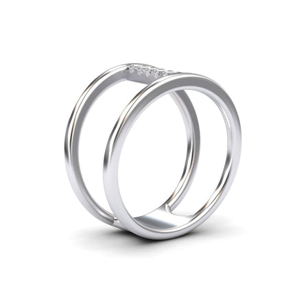 White Diamond Vertical Bar Split Band Ring - Opal