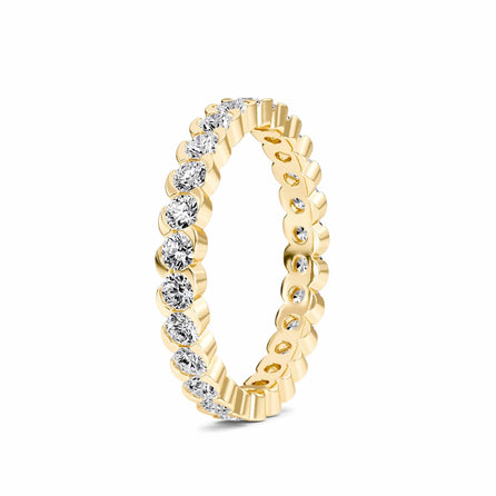 White Diamond Scalloped Bezel Set Eternity Band - Ning
