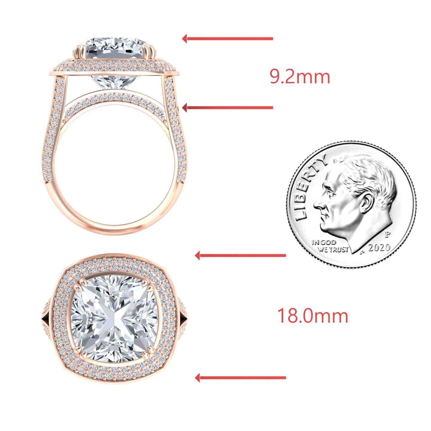 Lab Grown Moissanite & Diamond Halo Statement Ring - Pooja