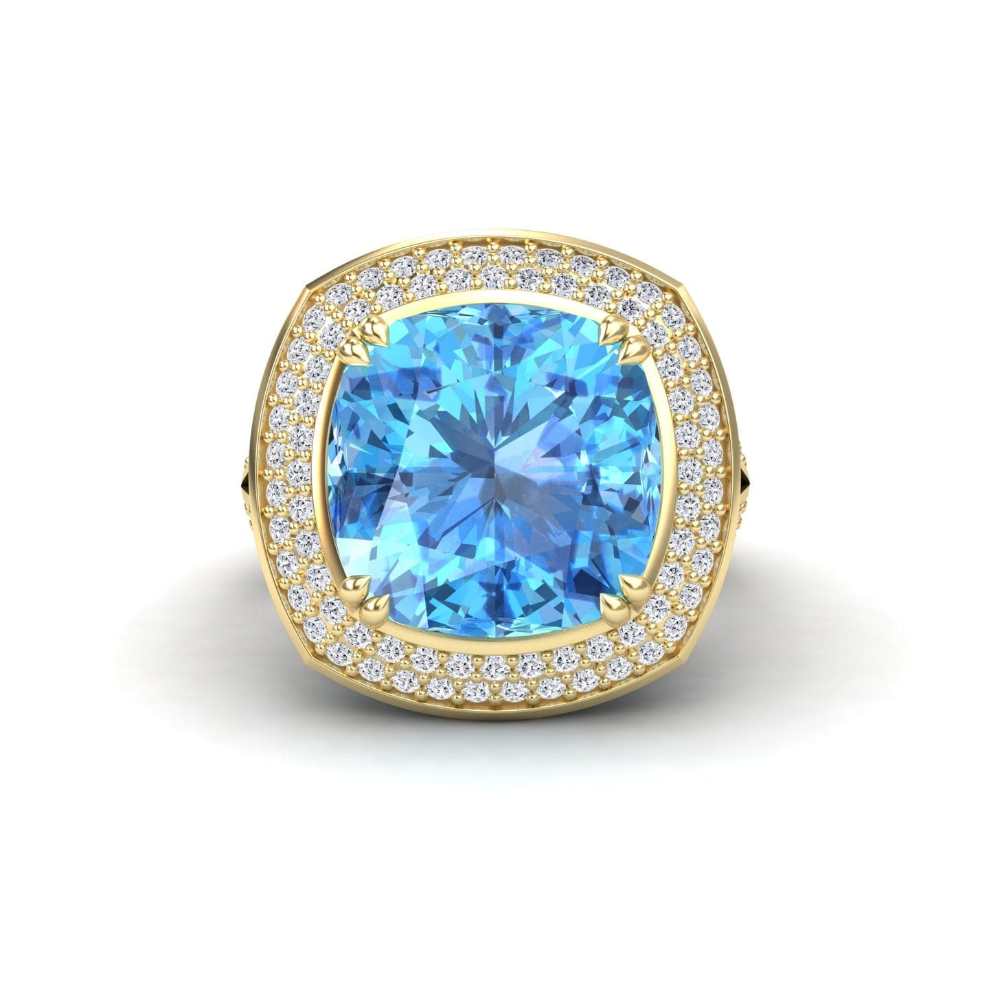 Sky Blue Topaz & Diamond Halo Statement Ring - Pooja