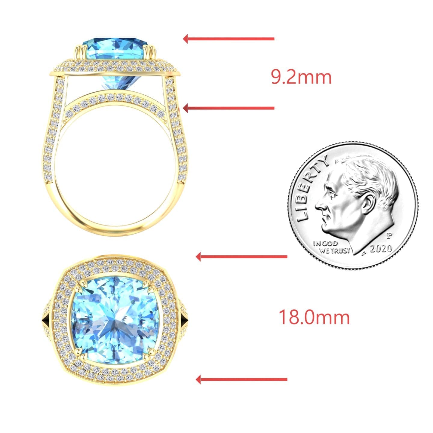 Sky Blue Topaz & Diamond Halo Statement Ring - Pooja