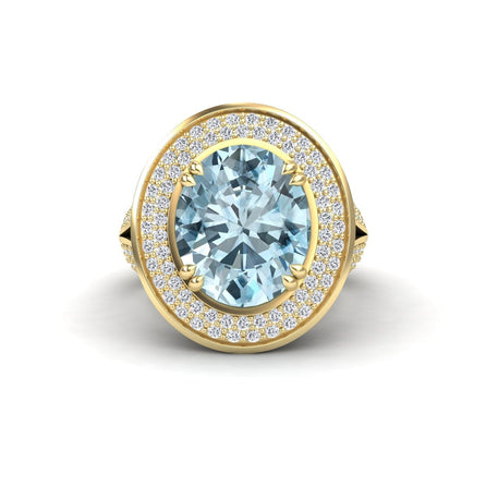 Aquamarine & Diamond Halo Statement Ring - Roma