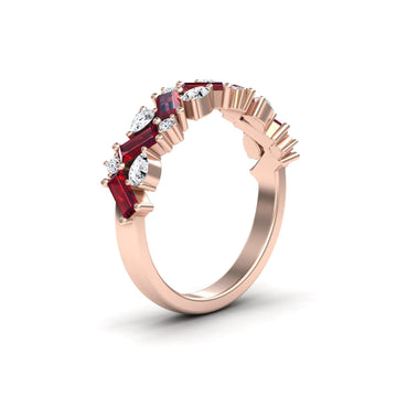 Ruby & Diamond  Zigzag Eternity Band - Aimee