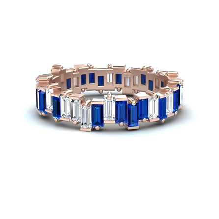 Blue Sapphire & Diamond Classic Eternity Band - Samantha