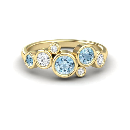 Aquamarine & Diamond Bubble Ring - Carmen