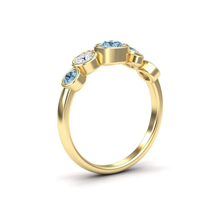 Aquamarine & Diamond Bubble Ring - Carmen
