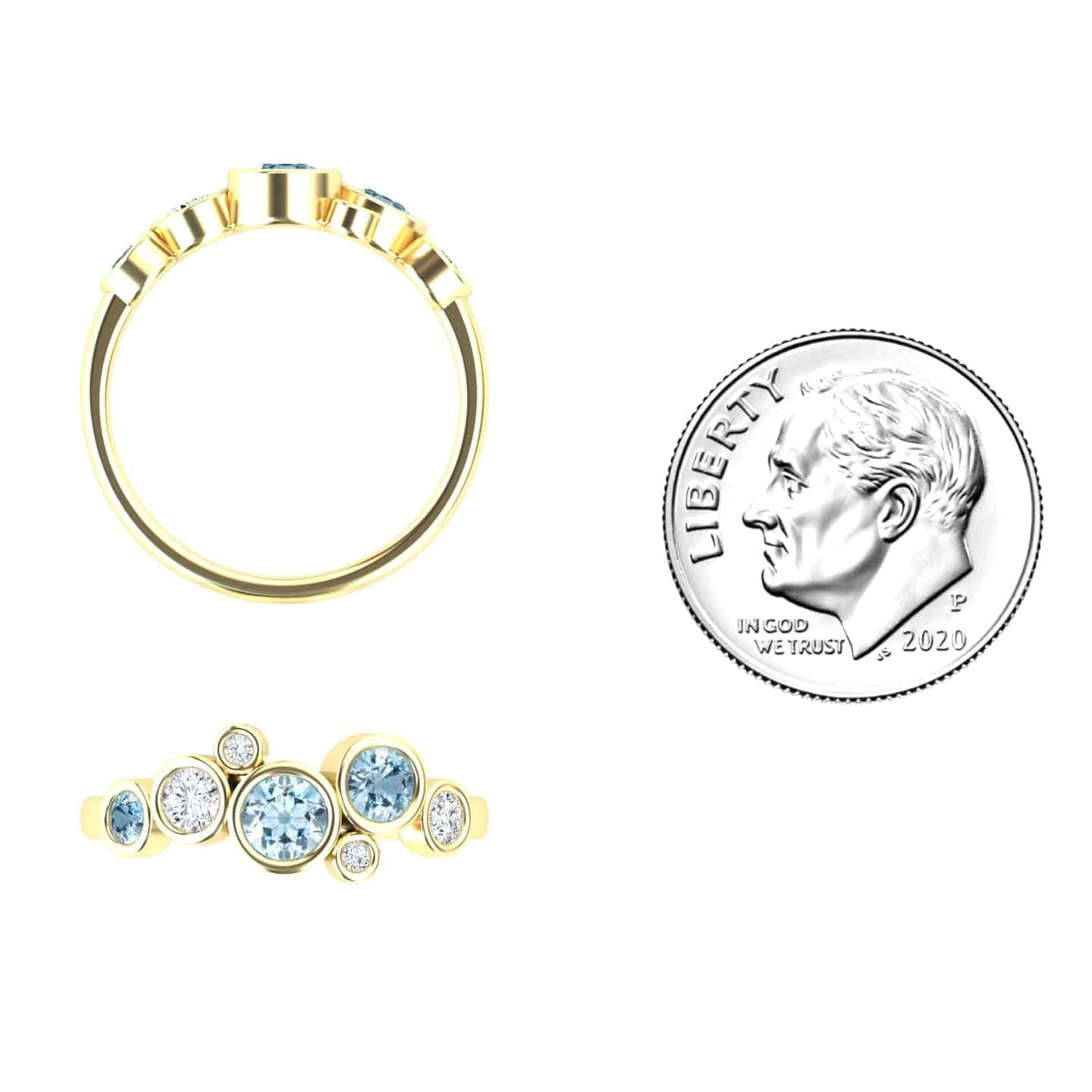 Aquamarine & Diamond Bubble Ring - Carmen
